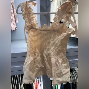 Ephemera Linen Top with Ruffled Straps